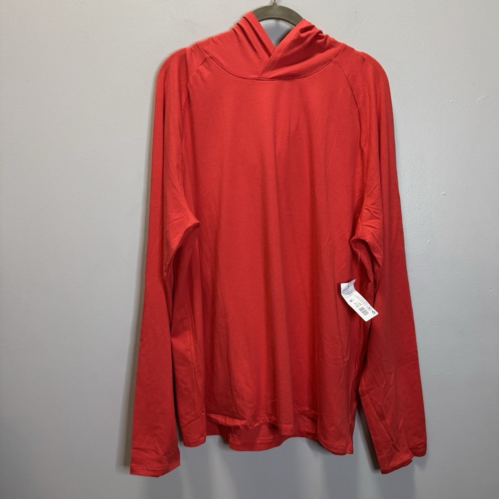 Jockey T Shirt Hoodie Orange/Red Size XL Lightweight Long Sleeve